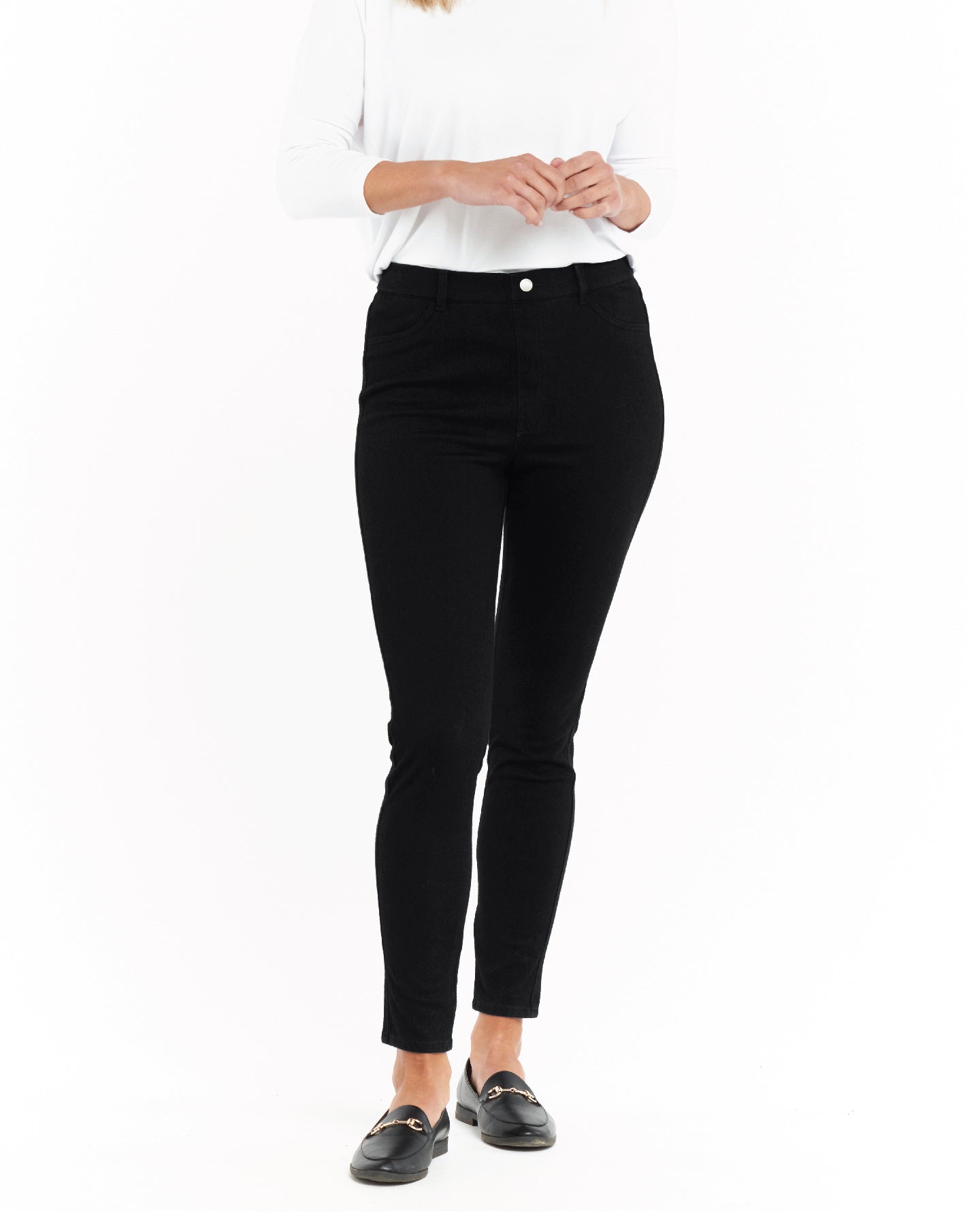 Stretch Denim Jeggings - black jegging jeans with a high waist