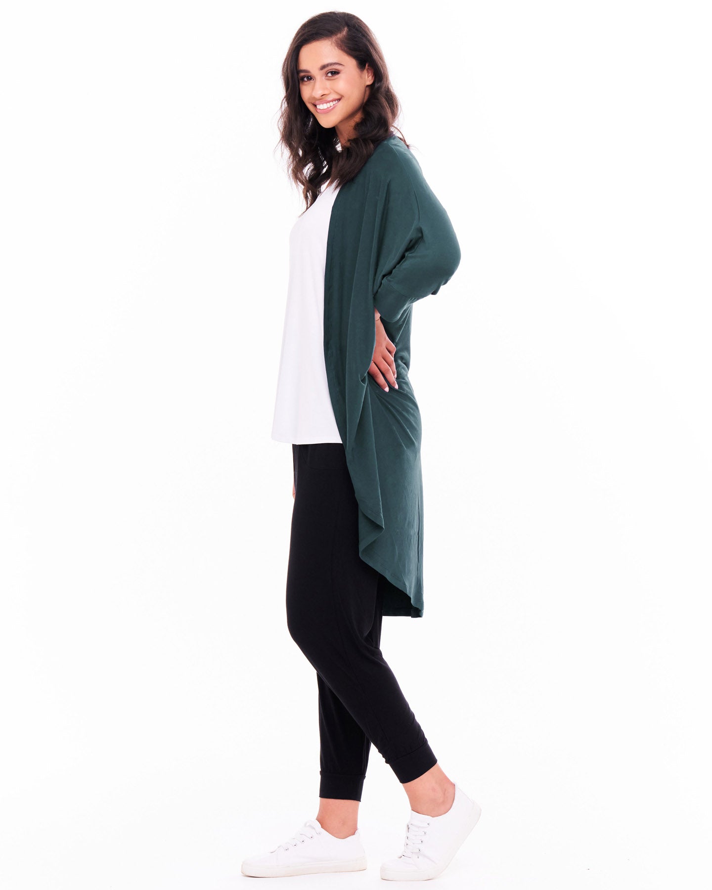 Santorini Draped Relaxed Basic Cardigan Ivy