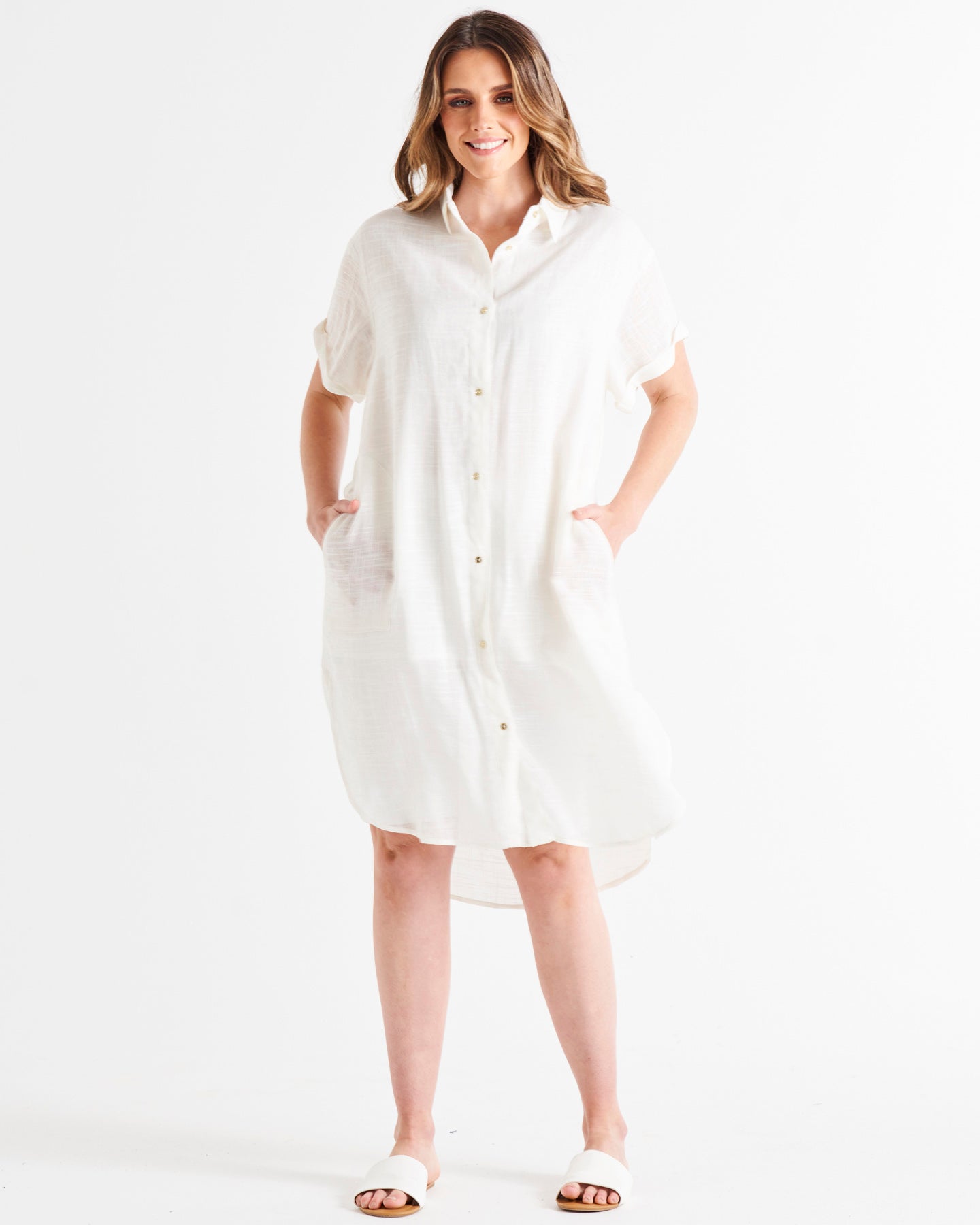 White linen sale shirt dress