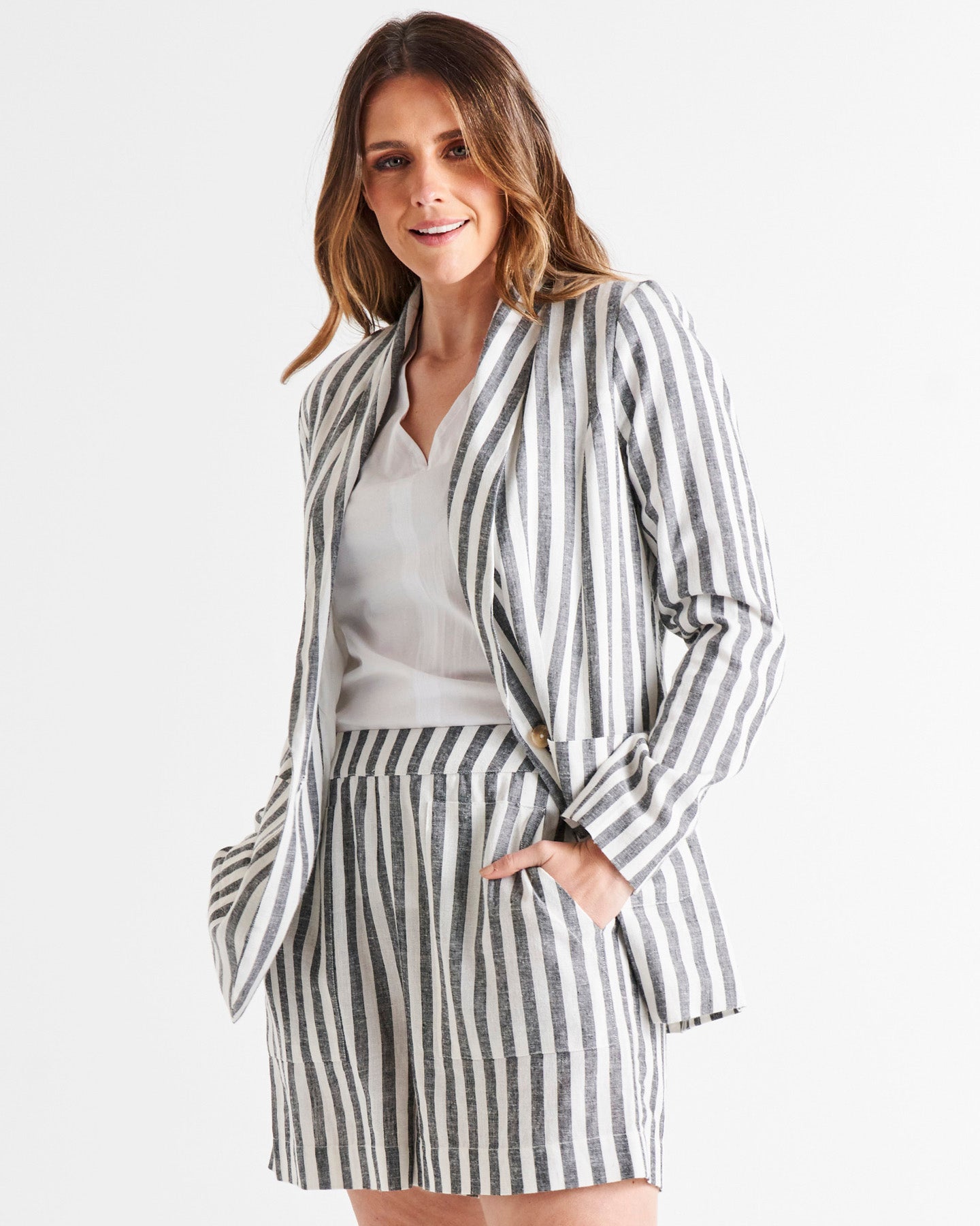 Gray on sale striped blazer