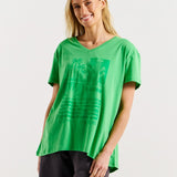 Teagan V-Neck Tee - Surf Beach Print