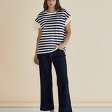 Willa Tee - Navy/Cream Stripe