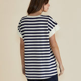 Willa Tee - Navy/Cream Stripe