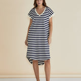 Jolene T-Shirt Dress - Navy/Cream Stripe