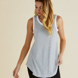 Keira Tank - White / Black Stripe