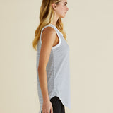 Keira Tank - White / Black Stripe