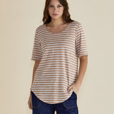 Ariana Tee - Beige Stripe