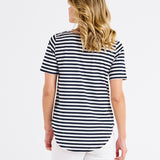 Ariana Tee - Navy Stripe/Pink