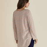 Megan Long Sleeve Top - Beige Stripe