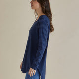 Megan Long Sleeve Top - Blue Stripe