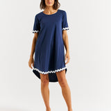 Nyree Dress - Navy/White Ric Rac