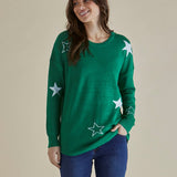 Sophie Knit Jumper - Green Stars