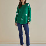 Sophie Knit Jumper - Green Stars