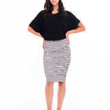 Nadia Bodycon Elastic Stretchy Pencil Skirt - Noir Stripe