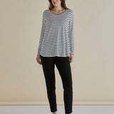 Yasmin Long Sleeve Top - Black/White Stripe