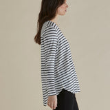 Yasmin Long Sleeve Top - Black/White Stripe