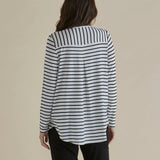 Yasmin Long Sleeve Top - Black/White Stripe