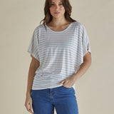 Maui Tee - White Lurex Stripe