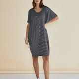 Maui Dress - Charcoal Stripe