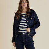 Cindy Collarless Denim Jacket - Ink