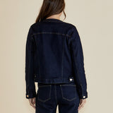 Cindy Collarless Denim Jacket - Ink