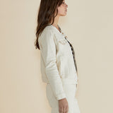 Cindy Collarless Denim Jacket - Off-White