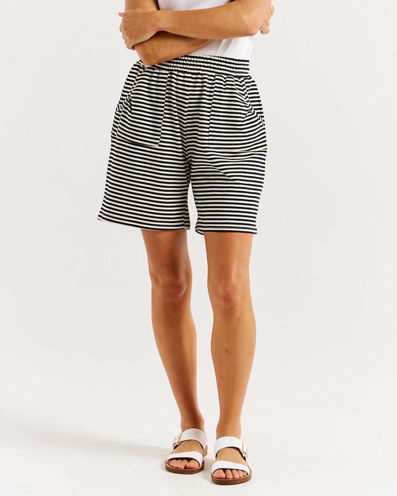 Harvard Short - Cream & Black Stripe