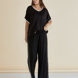 Evelyn Wide Leg Jogger - Black