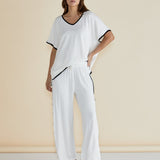 Evelyn Wide Leg Jogger - White