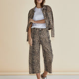 Bella Relaxed Crop Jeans - Leopard Print