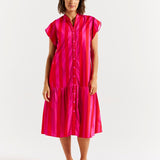 Mari Dress - Red/Pink stripe