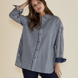 Claire Classic Shirt - Navy Stripe