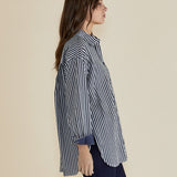 Claire Classic Shirt - Navy Stripe