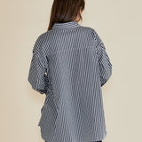 Claire Classic Shirt - Navy Stripe