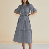 Jamilla Dress - Navy Stripe