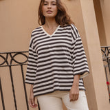 Raven Top - Navy/Cream Stripe