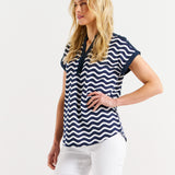 Bridie Tee - Navy Wave Stripe