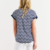 Bridie Tee - Navy Wave Stripe