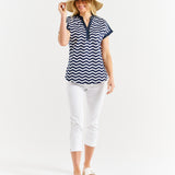 Bridie Tee - Navy Wave Stripe