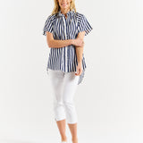 Caspian Blouse - Blue/White Stripe