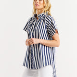 Caspian Blouse - Blue/White Stripe