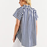 Caspian Blouse - Blue/White Stripe