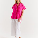 Caspian Blouse - Pink/Red Tipping