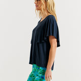 Grecian Frill Tee - Petrol