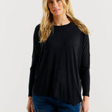 Clemont Asymmetrical Bamboo Top - Black