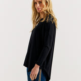 Clemont Asymmetrical Bamboo Top - Black