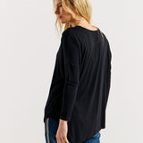 Clemont Asymmetrical Bamboo Top - Black