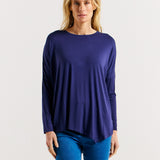 Clemont Asymmetrical Bamboo Top - Navy