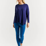 Clemont Asymmetrical Bamboo Top - Navy