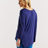 Clemont Asymmetrical Bamboo Top - Navy